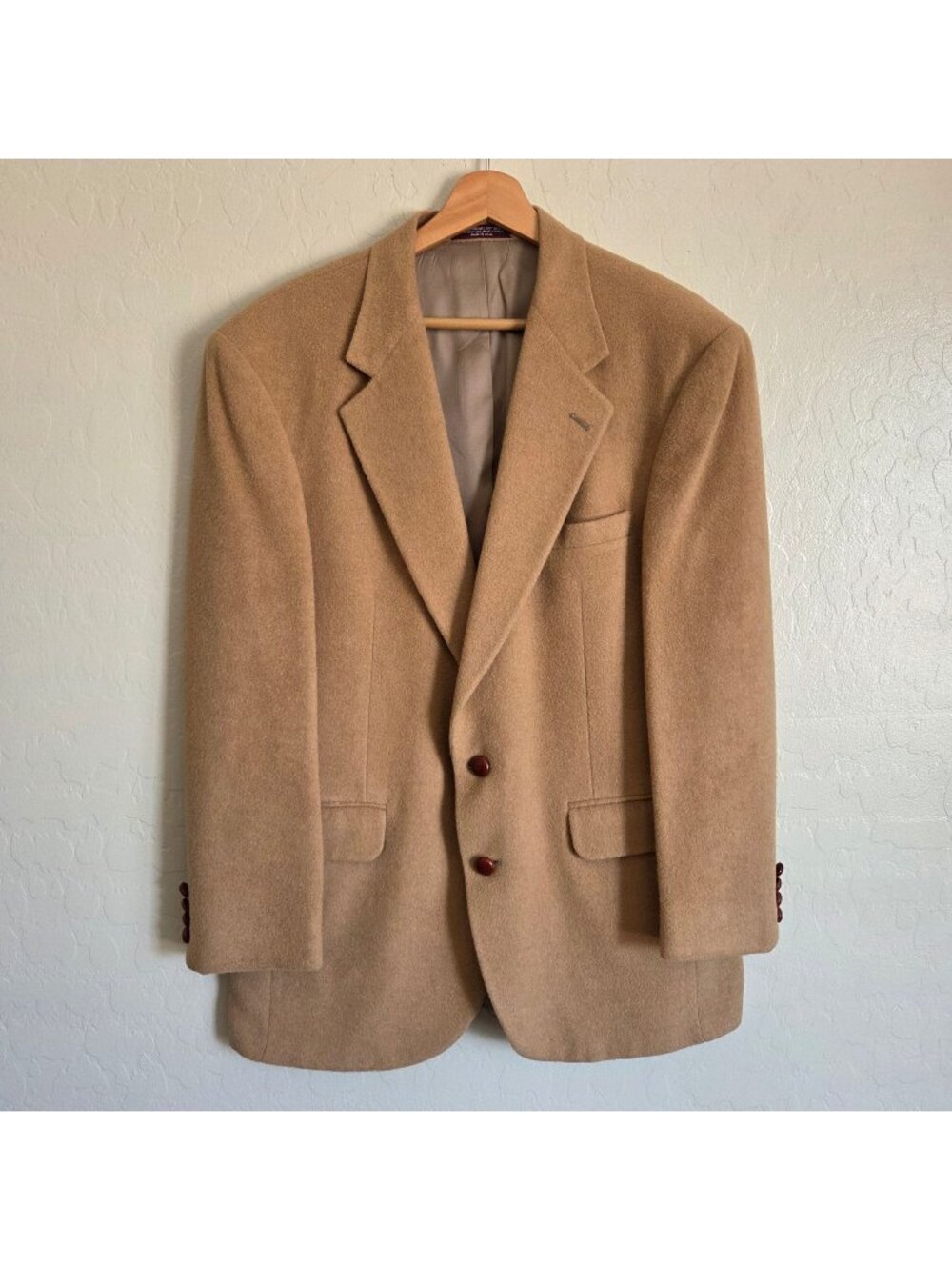 Evan Picone 100% Camel Hair Blazer Tan Sport Coat Size Men's 40R Academia Preppy